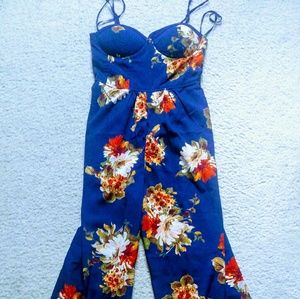 Brand-New Floral Navy Blue Jumpsuit